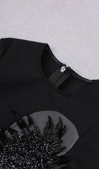 Flowering Girl Women Embellished Long Sleeve Bandage Mini Dress In Black