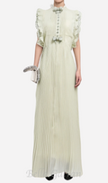 Flowering Girl Women Chiffon Ruffled Maxi Dress in apricot