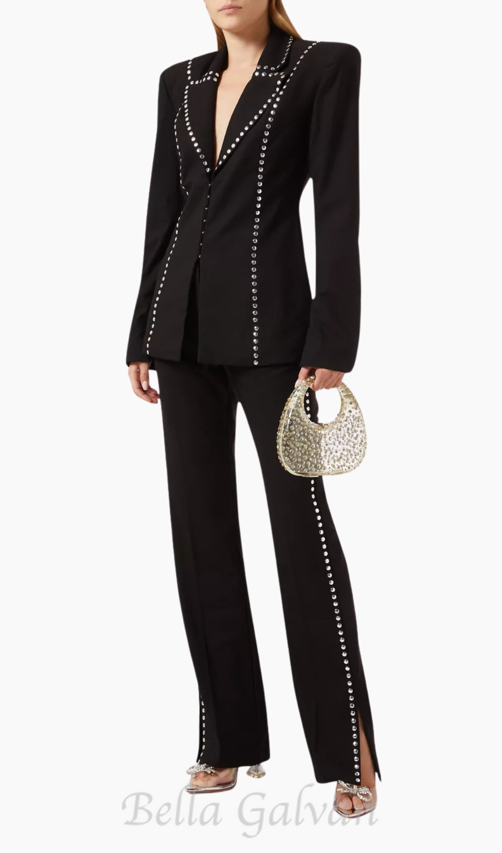 Flowering Girl Women DEBORAH BLACK SCARF-DETAILED WOOL CREPE BLAZER SET