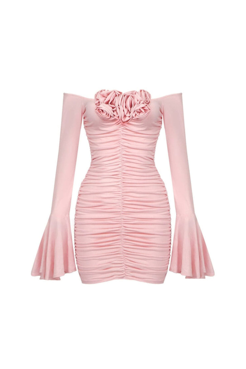 Flowering Girl Women Flower-Embellished Ruched Mini Dress In Cotton Candy