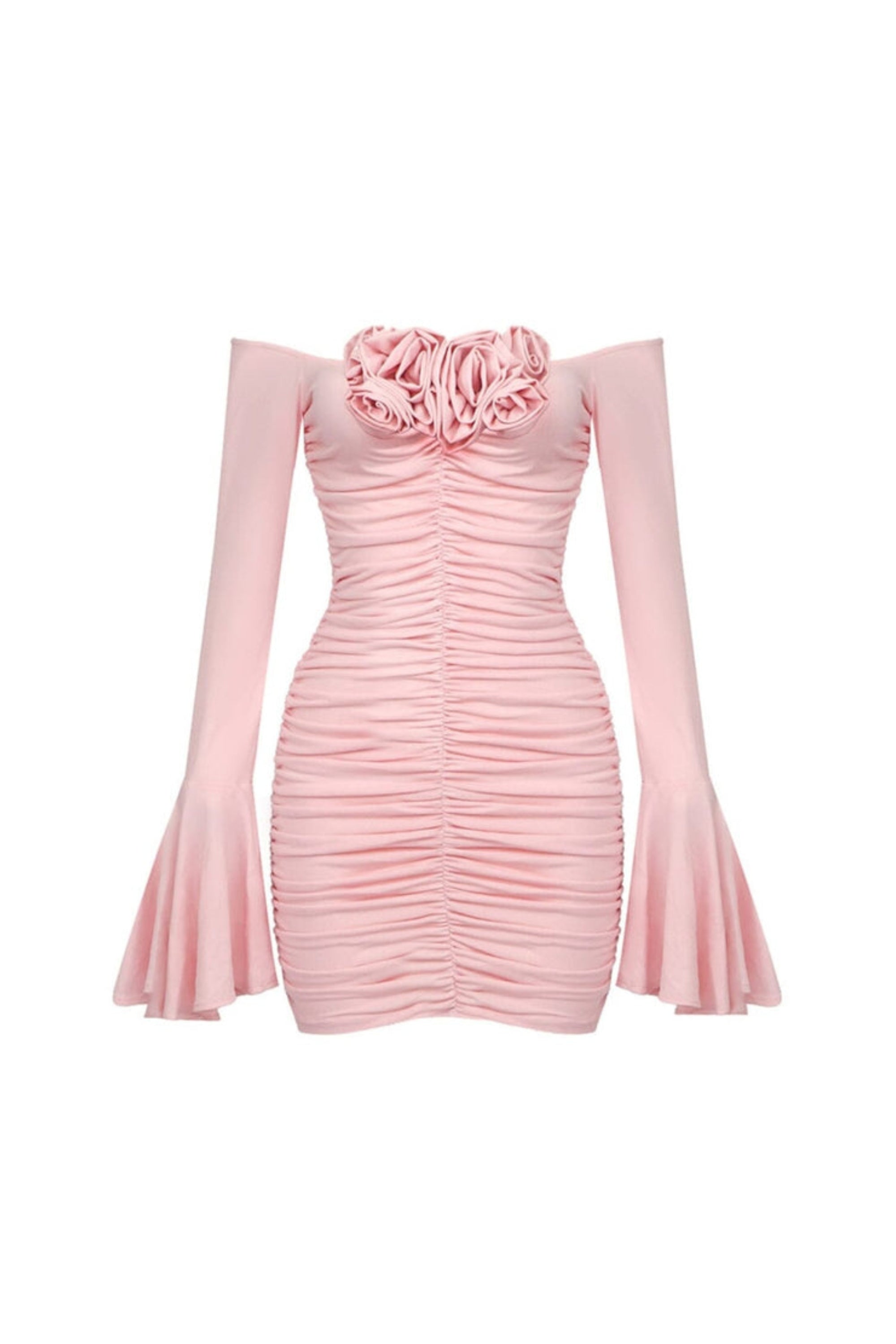 Flowering Girl Women Flower-Embellished Ruched Mini Dress In Cotton Candy