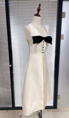 Flowering Girl Women flower embellished bow midi dress in white