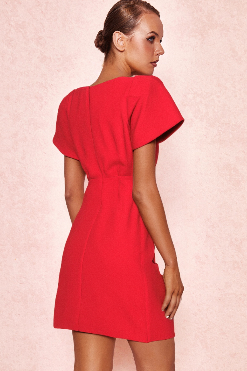 Flowering Girl Women Heart-Shaped Cutout Crêpe Mini Dress In Red
