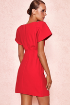 Flowering Girl Women Heart-Shaped Cutout Crêpe Mini Dress In Red