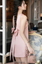 Flowering Girl Women flower sleeveless v-neck mini dress in pink