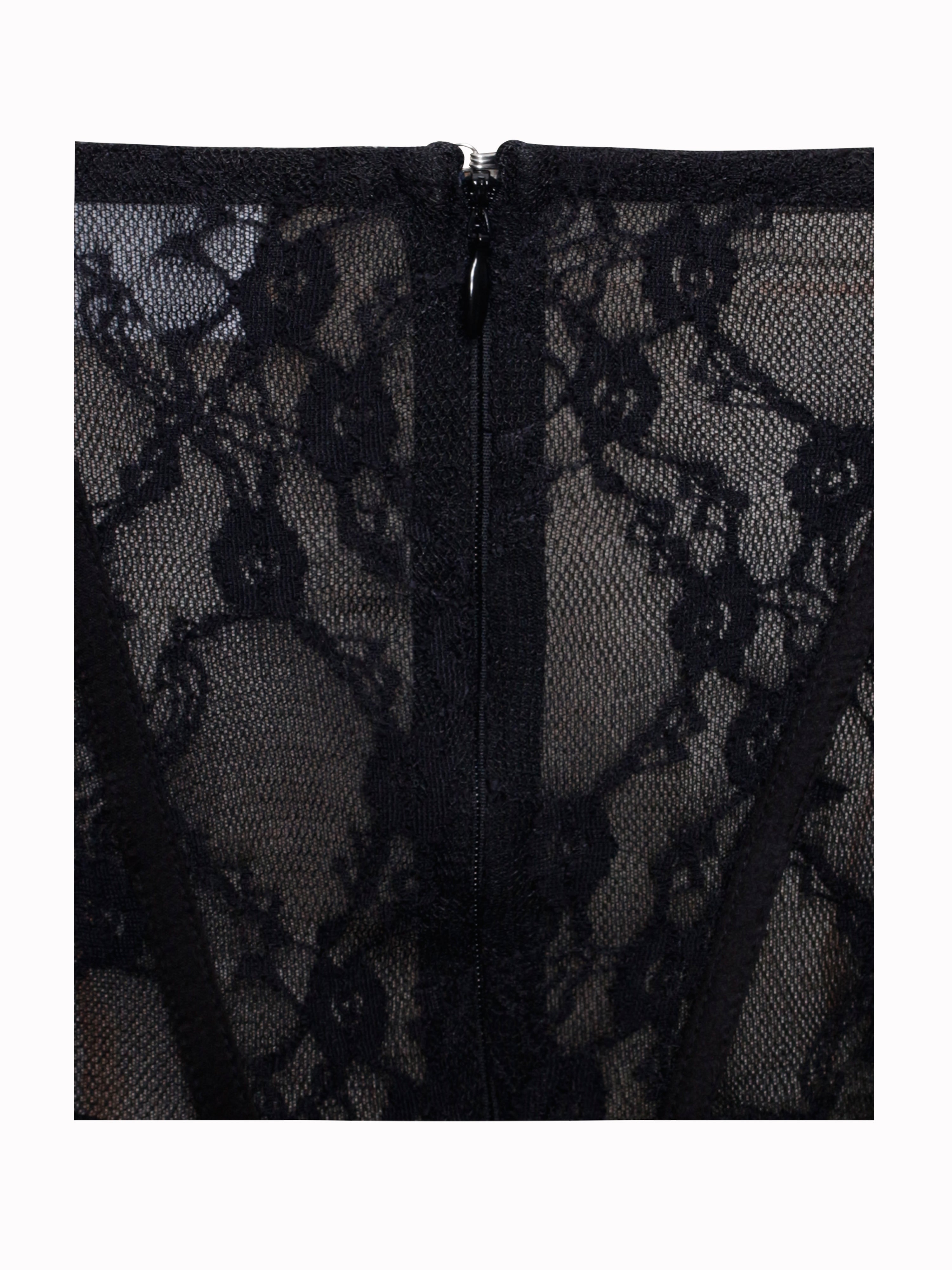 zenobia Black Lace strapless Corset Maxi Dress