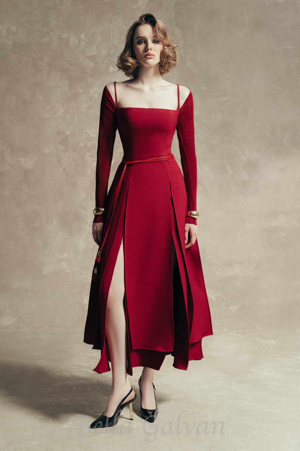 Flowering Girl Women PHANTOM Fringed Midi Dress in red