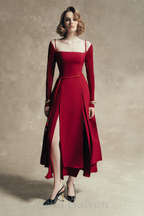 Flowering Girl Women PHANTOM Fringed Midi Dress in red