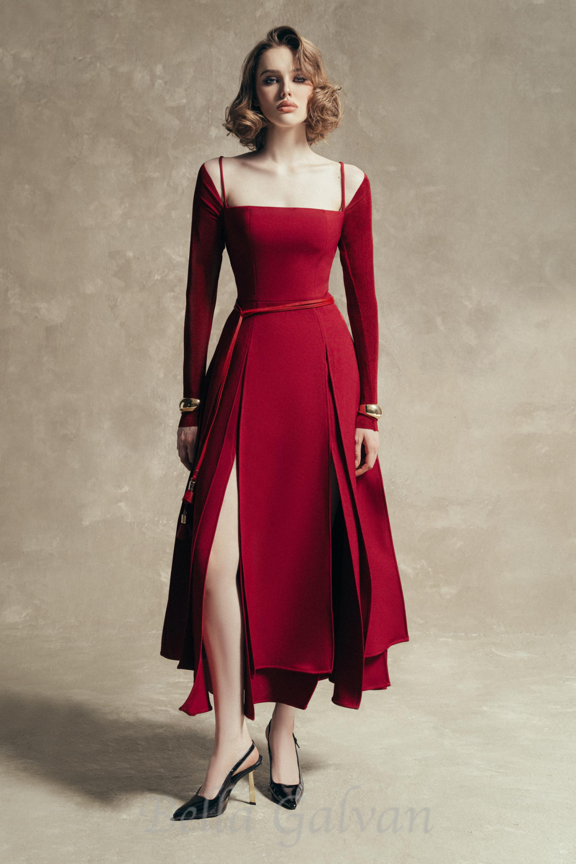 Flowering Girl Women PHANTOM Fringed Midi Dress in red