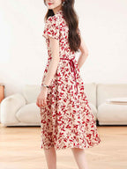 Flowering Girl Women quanna Daily V-Neck Printed Chiffon Dress