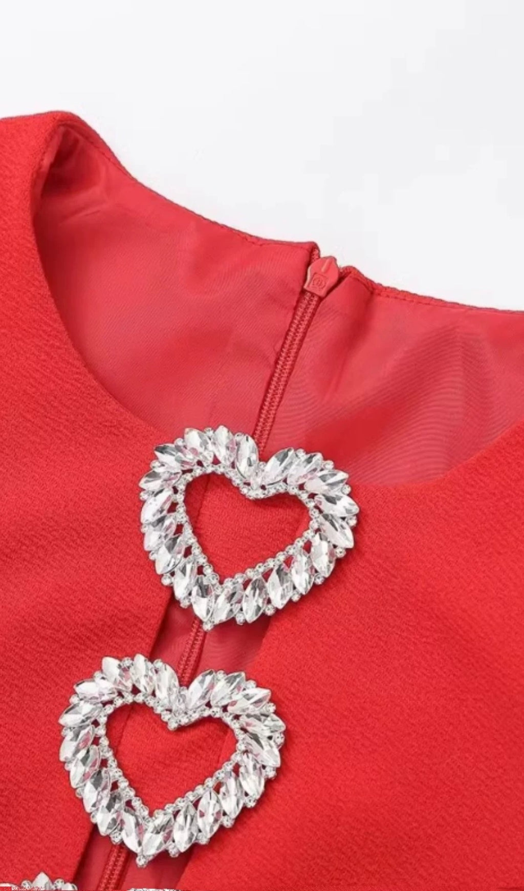 Flowering Girl Women Heart-Shaped Cutout Crêpe Mini Dress In Red