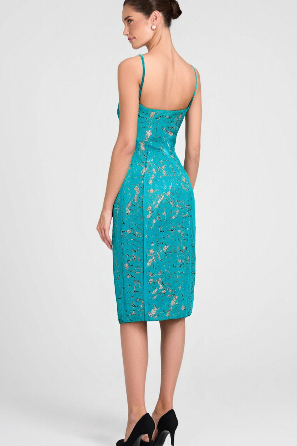 STRAPPY LACE MIDI DRESS