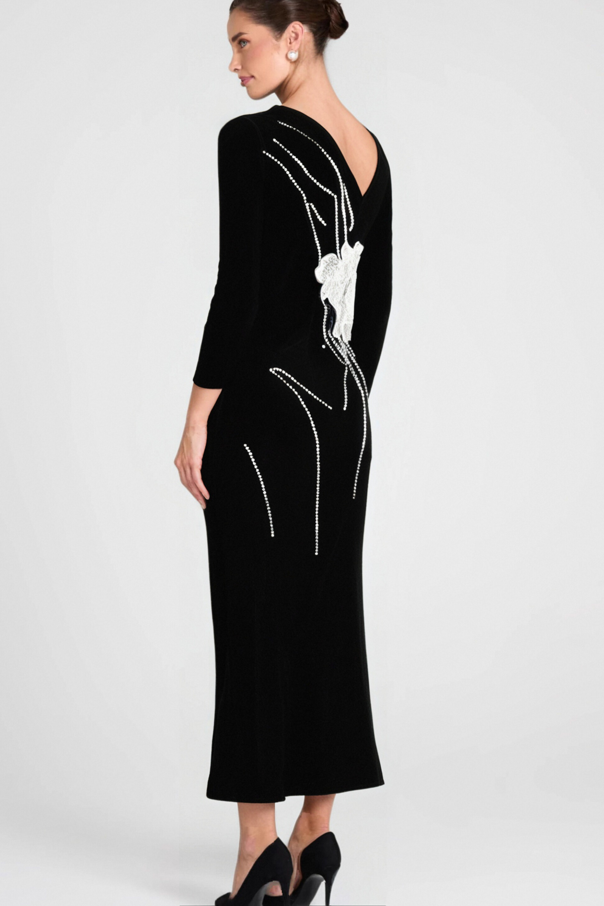 Calista Olive Black One Shoulder Velvet Maxi Dress