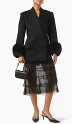 Flowering Girl Women Sophia Rose Appliqué Blazer in Black
