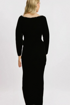 Flowering Girl Women Alison Black Crystal-Embellished Velvet Maxi Dress