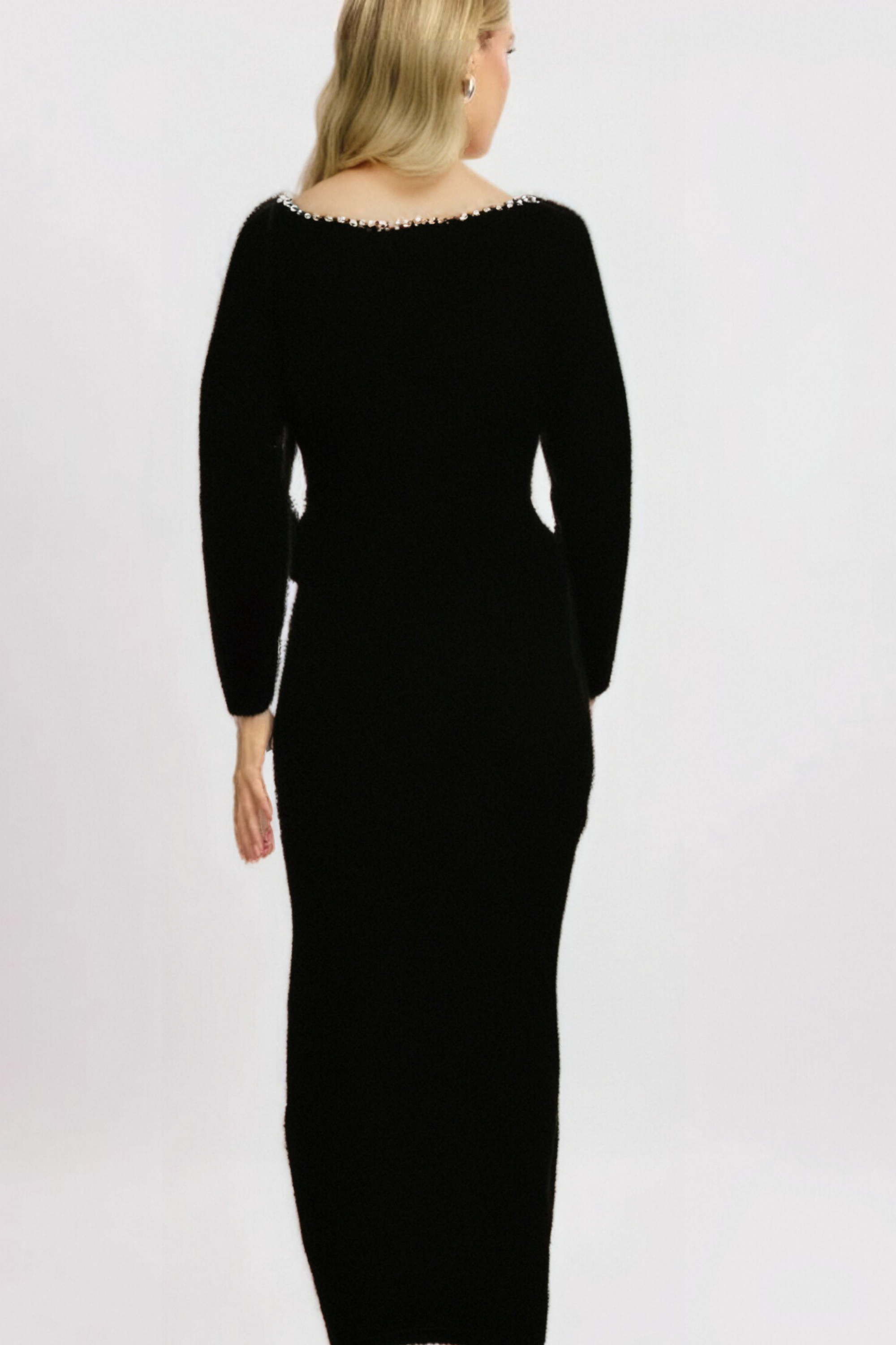 Flowering Girl Women Alison Black Crystal-Embellished Velvet Maxi Dress