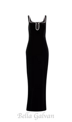 Flowering Girl Women Crystal-embellished velvet maxi dress