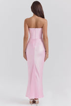 Flowering Girl Women Strapless Corset Maxi Dress In Pink