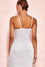 Flowering Girl Women WHITE PEARL CUT-OUT MIDI DRESS