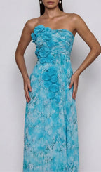 Rexion Strapless Flower Maxi Dress
