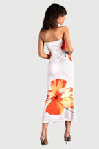 Flowering Girl Women SARRIDES STRAPLESS PRINT MIDI DRESS