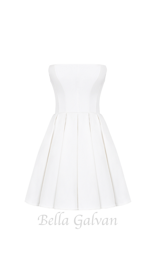 Flowering Girl Women alyssa white strapless pleated mini dress