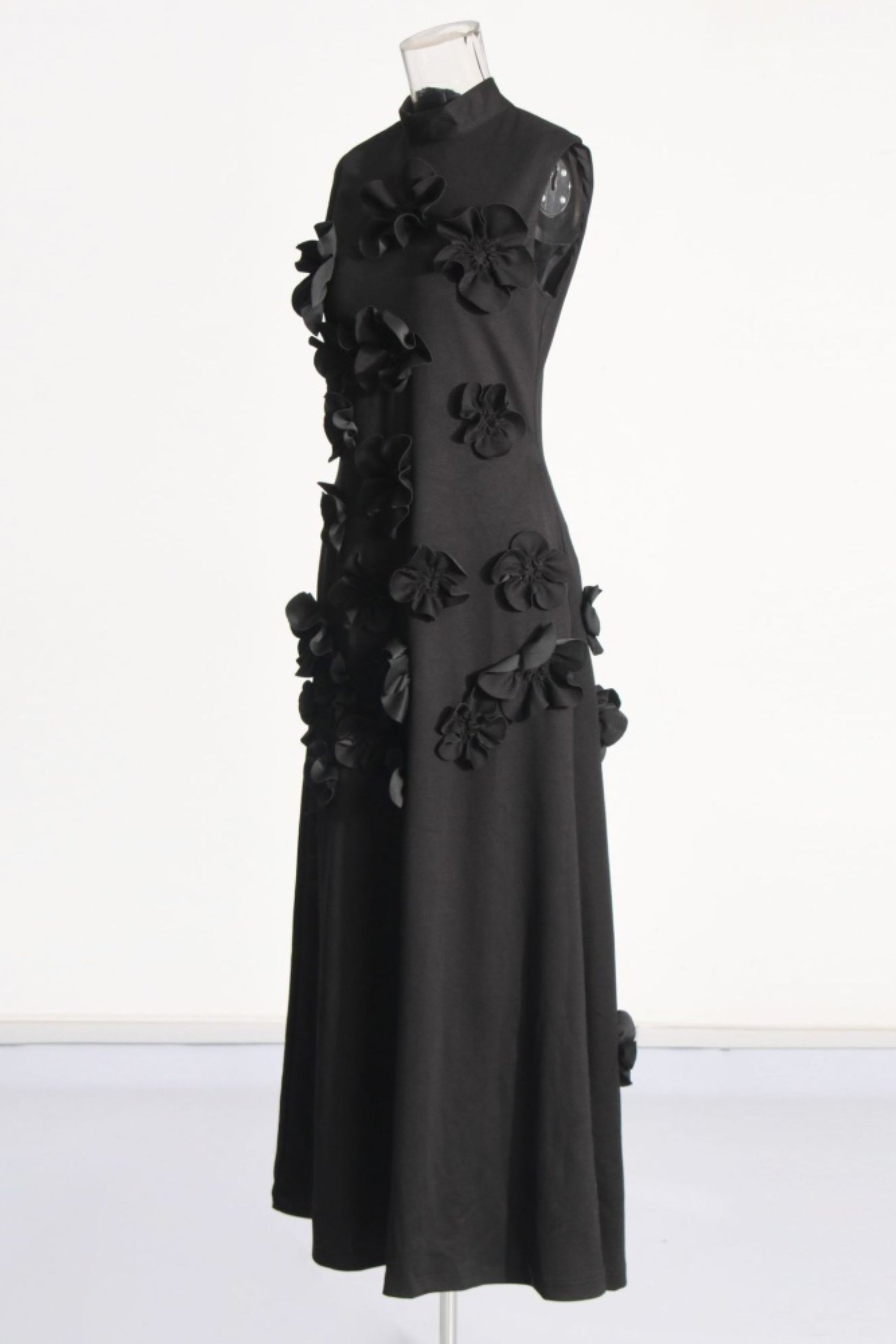 Flowering Girl Women Annona Black Flower Embellished Maxi Dress