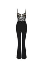 Flowering Girl Women Lace Bandage Jumpsuit In Black