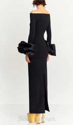 Flowering Girl Women Olindan Off Shoulder Maxi Dress in Black