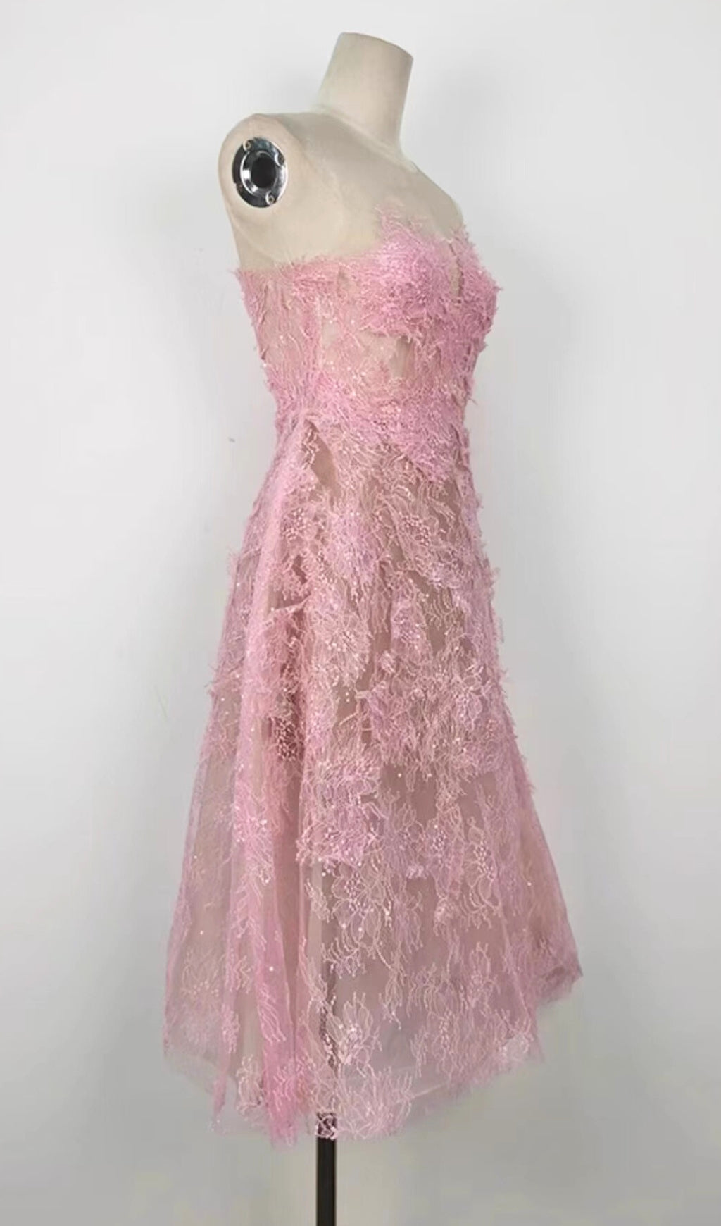 Flowering Girl Women PINK FLORAL LACE EMBROIDER MIDI DRESS