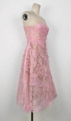 Flowering Girl Women PINK FLORAL LACE EMBROIDER MIDI DRESS