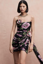 Flowering Girl Women Floral Drape Mini Dress