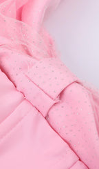 Flowering Girl Women Pink Off Shoulder Bow Corset Mini Dress