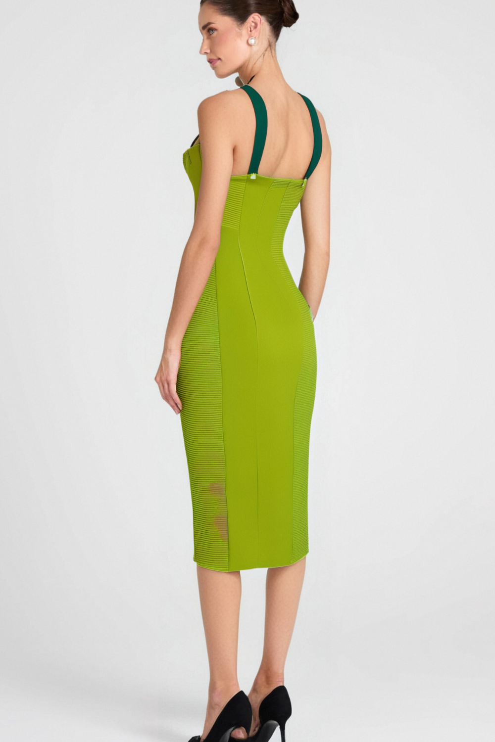 Flowering Girl Women GREEN BANDAGE SLIP MIDI DRESS