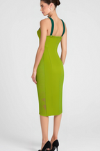Flowering Girl Women GREEN BANDAGE SLIP MIDI DRESS