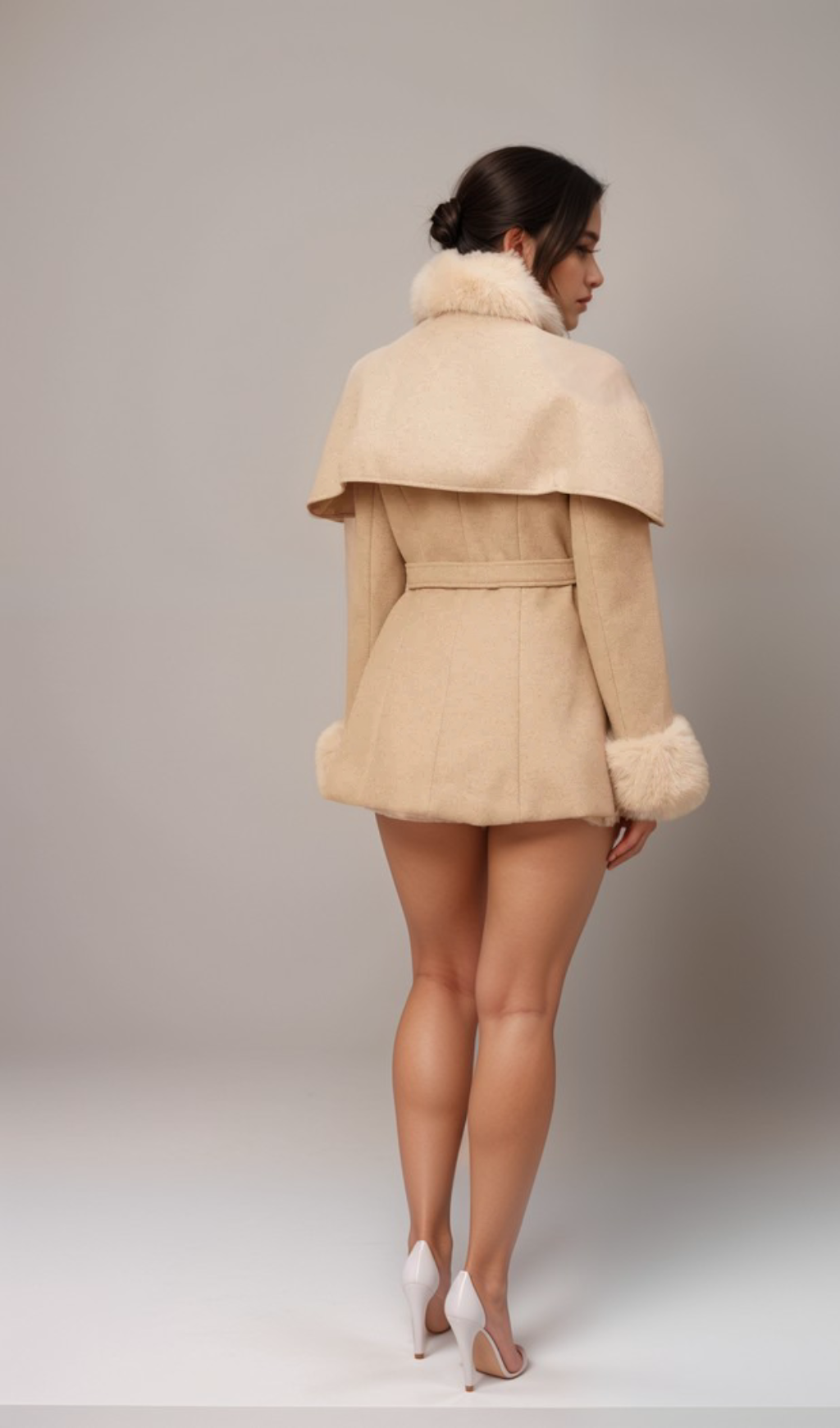 Flowering Girl Women Rosella detachable-cape faux-fur coat