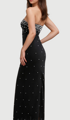 Flowering Girl Women pearl-embellished strapless gown in black