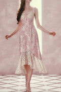 Flowering Girl Women mandy Floral lace embroidery midi dress - pink