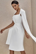 Flowering Girl Women Crepe Twist Bodycon Midi Dress In White