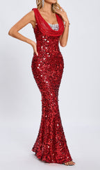 Flowering Girl Women Sleeveless Sequin Maxi Dress In Red