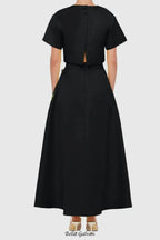 Indie Appliqué Sleeve Iris Print set in black