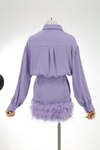 Flowering Girl Women FEATHER LONG SLEEVE SHIRT DRESS
