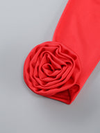 Flowering Girl Women off-shoulder flower embellished Gathered maxi Dress in red