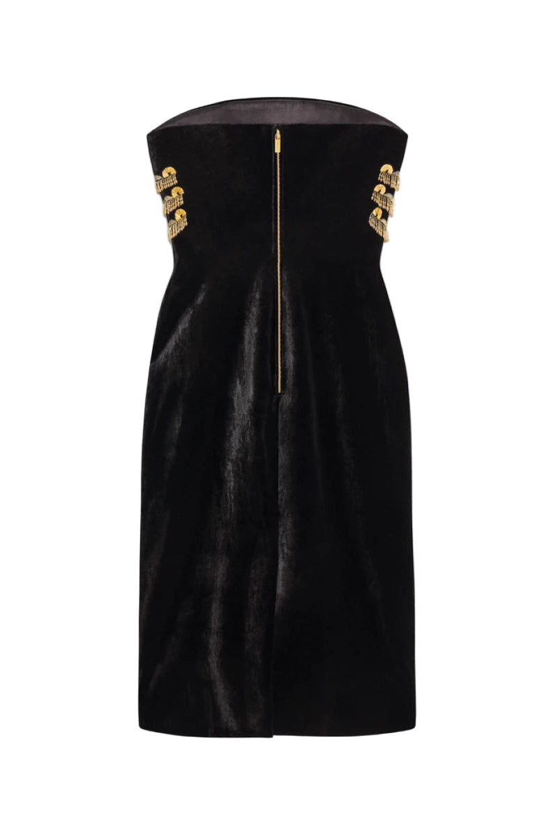 yuri Skeleton tassel embellished Bustier mini Dress in black