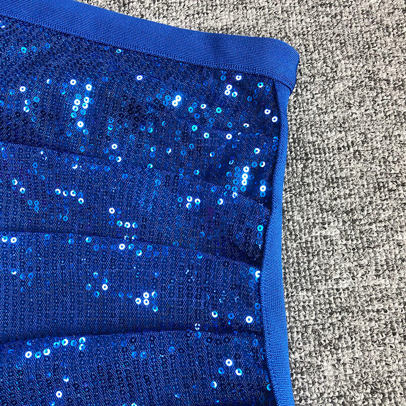 Flowering Girl Women BLUE SEQUIN ONE SHOULDER BODYCON DRESS