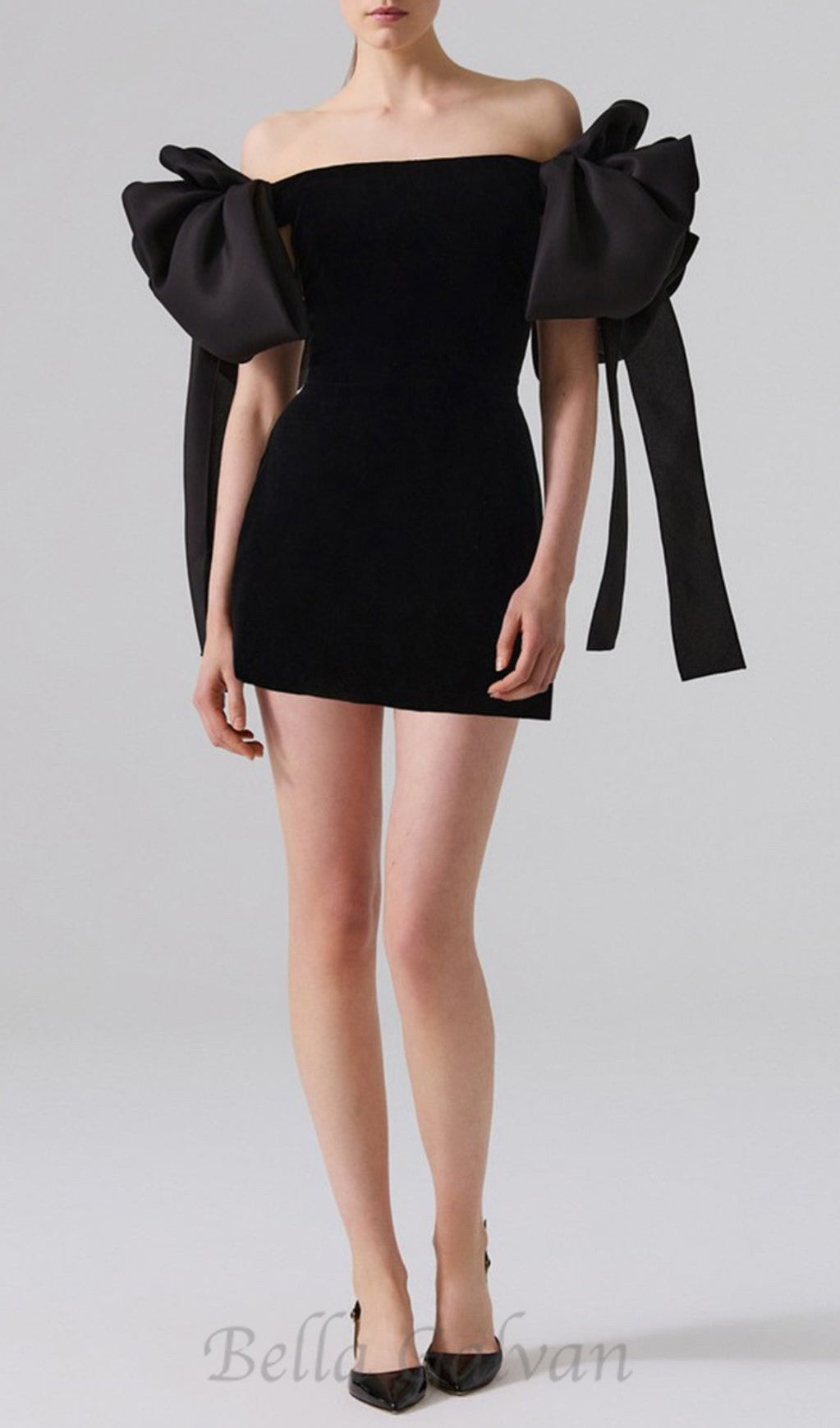 Flowering Girl Women off-shoulder mini dress in black