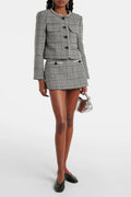 Virginia Houndstooth Crystal Mini Skirt - Black/White