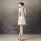 Henrietta Ivory Sequin Mini Dress With Mesh Panels