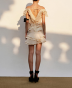 Flowering Girl Women Theia Ruffle Layers Strapless Mini Dress In Beige