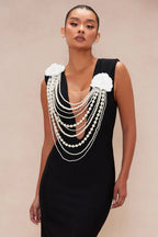 Flowering Girl Women Cheyenne Pearl Bandage Gown in Black